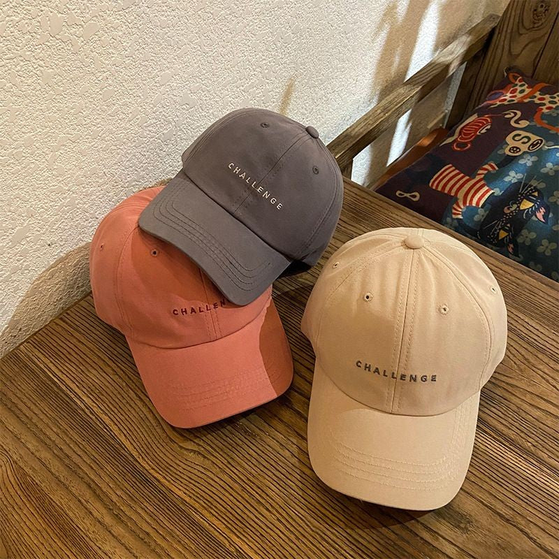 [littlecrab] Topi Baseball Cap Bordir Challenge Simple Aesthetic High Quality Polos Solid Color Fashion Topi Bisbol Korean Style