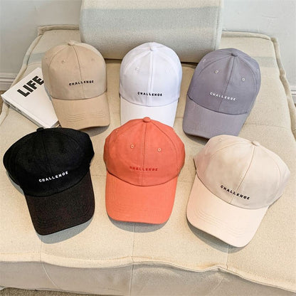 [littlecrab] Topi Baseball Cap Bordir Challenge Simple Aesthetic High Quality Polos Solid Color Fashion Topi Bisbol Korean Style