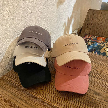 [littlecrab] Topi Baseball Cap Bordir Challenge Simple Aesthetic High Quality Polos Solid Color Fashion Topi Bisbol Korean Style