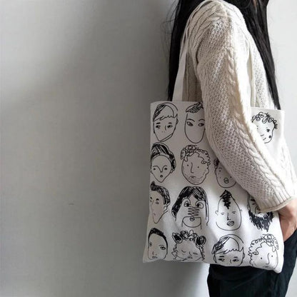 Pekanbaru Tote Bag Tas Samping Kanvas Totebag  Karakter Kartun Lucu Wanita Fashion