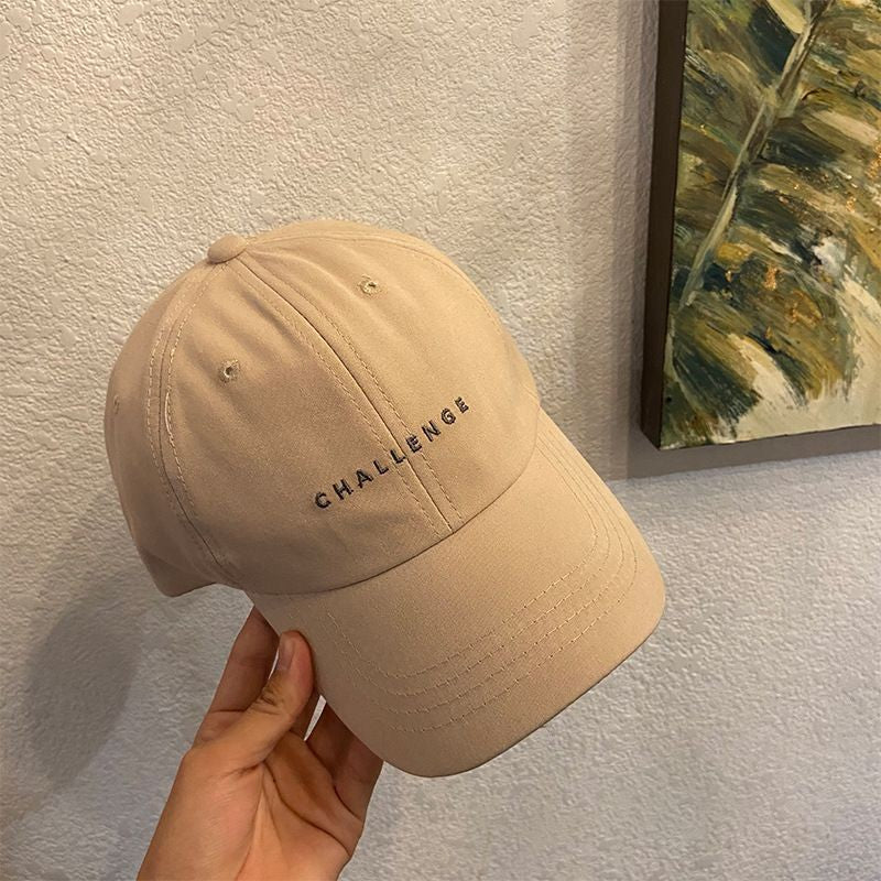 [littlecrab] Topi Baseball Cap Bordir Challenge Simple Aesthetic High Quality Polos Solid Color Fashion Topi Bisbol Korean Style