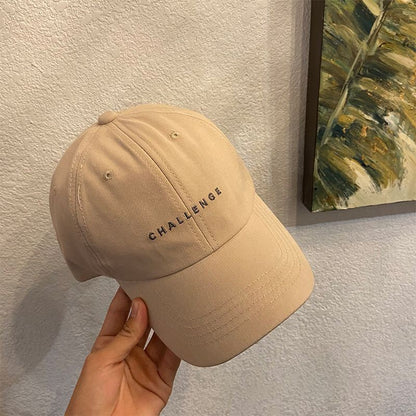 [littlecrab] Topi Baseball Cap Bordir Challenge Simple Aesthetic High Quality Polos Solid Color Fashion Topi Bisbol Korean Style