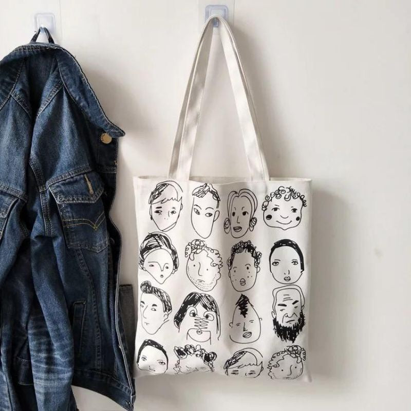 Pekanbaru Tote Bag Tas Samping Kanvas Totebag  Karakter Kartun Lucu Wanita Fashion