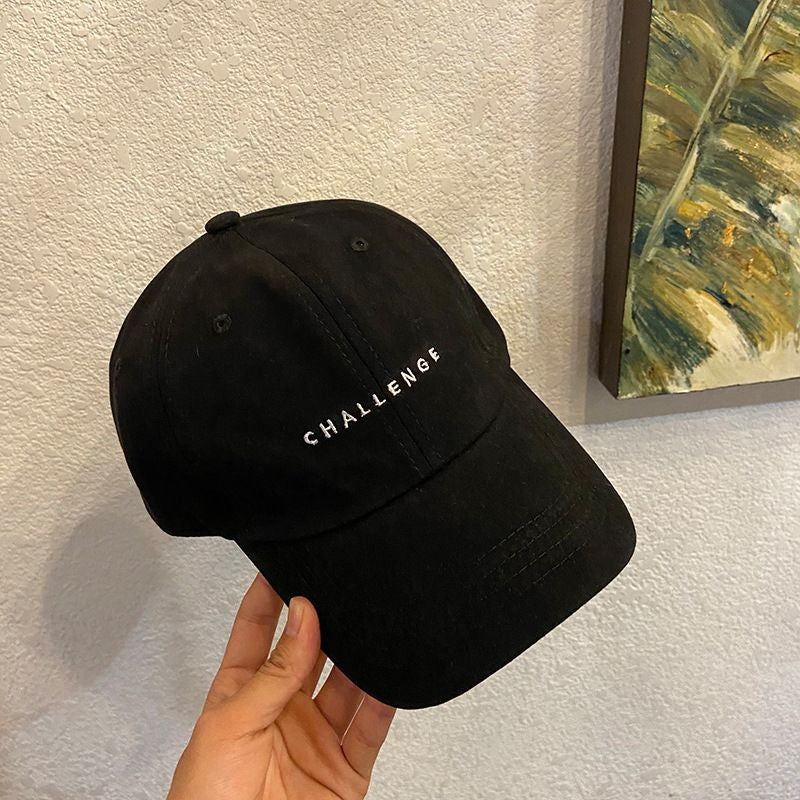 [littlecrab] Topi Baseball Cap Bordir Challenge Simple Aesthetic High Quality Polos Solid Color Fashion Topi Bisbol Korean Style