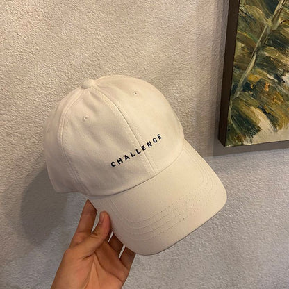 [littlecrab] Topi Baseball Cap Bordir Challenge Simple Aesthetic High Quality Polos Solid Color Fashion Topi Bisbol Korean Style