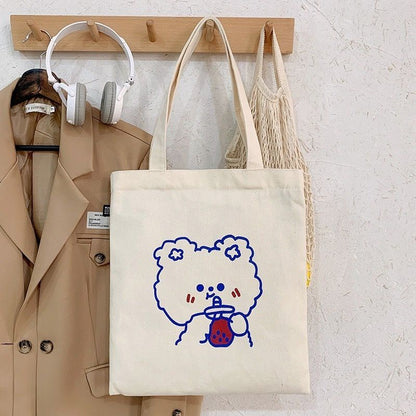Pekanbaru Tote Bag Tas Samping Kanvas Totebag  Karakter Kartun Lucu Wanita Fashion