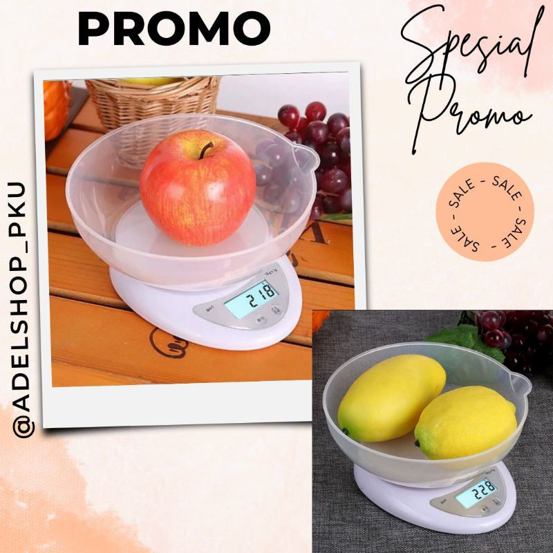 (Free Mangkok) Timbang Mangkok Digital 5 kg / Timbangan kue timbangan serbaguna digital