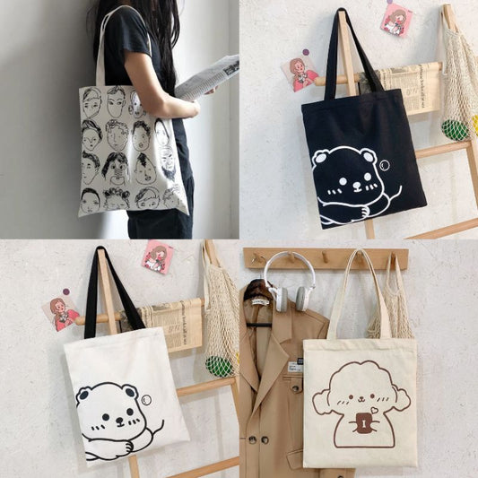 Pekanbaru Tote Bag Tas Samping Kanvas Totebag  Karakter Kartun Lucu Wanita Fashion