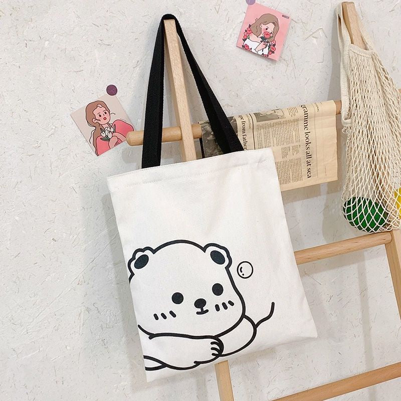 Pekanbaru Tote Bag Tas Samping Kanvas Totebag  Karakter Kartun Lucu Wanita Fashion