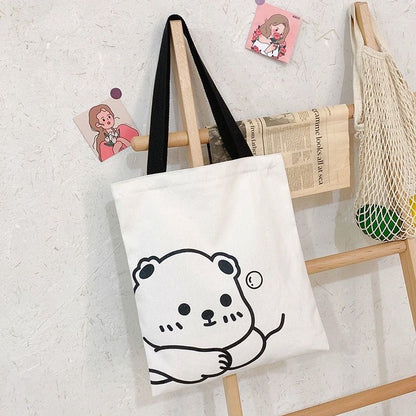 Pekanbaru Tote Bag Tas Samping Kanvas Totebag  Karakter Kartun Lucu Wanita Fashion