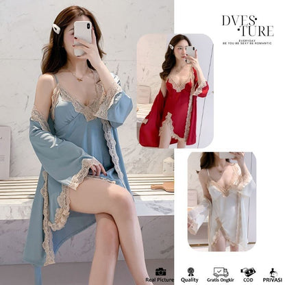 Pekanbaru Kimono + Belt D-112 Pakaian Baju Tidur Wanita Import Kualitas Satin Quality Premium