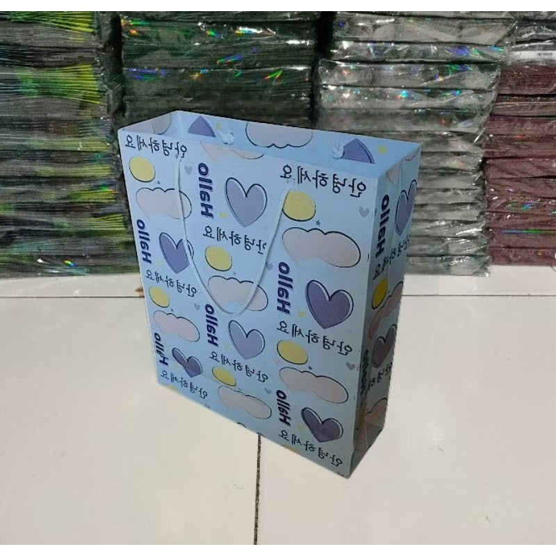 HR- Paper Bag Motif Lovely Hello Kado Satuan Souvenir | Ulang Tahun | Wedding / Kualitas Baik