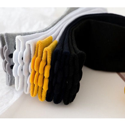 [littlecrab] Kaos Kaki Smile Hitam Putih Kuning Senyum Import Sock Smiley Simple Polos Tebal High Quality Korean Style