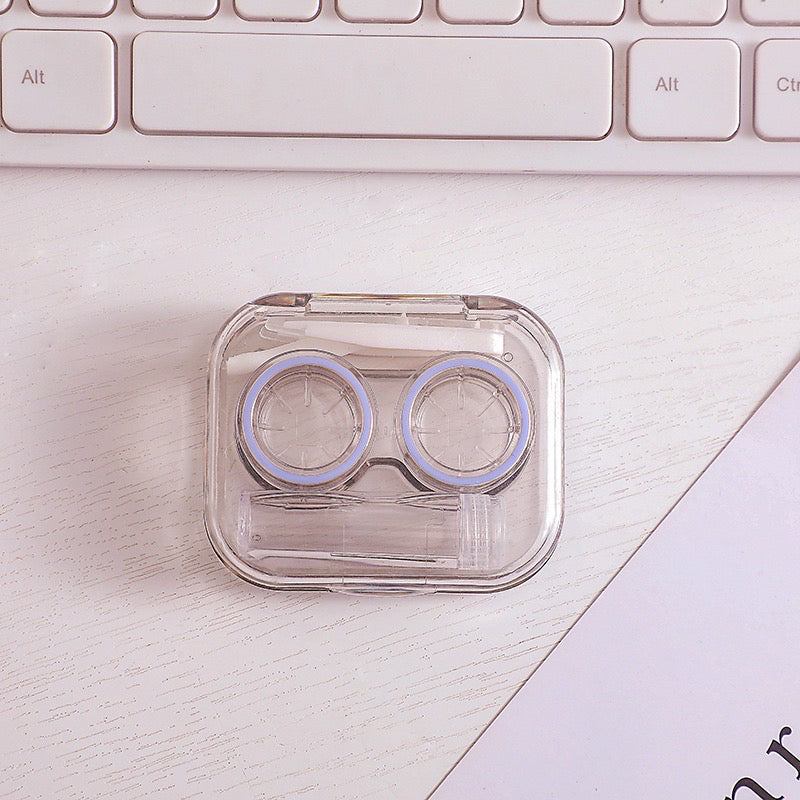 HR- Kotak Softlens Transparan Premium / Travel Kit Tempat Kotak Transparant Soflens / Case Softlen Bening + Jepitan + Botol