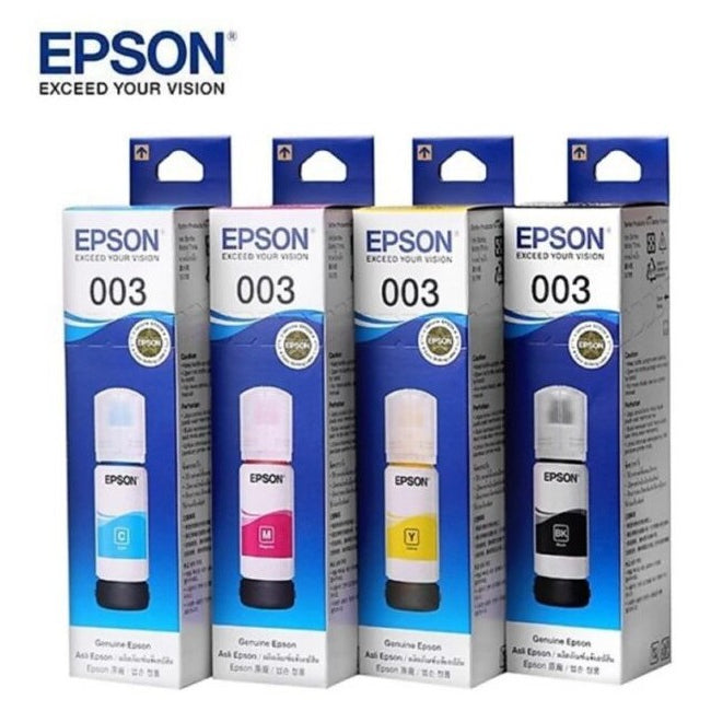 Pekanbaru Tinta Epson Genuine 003 (L1110/ L1210/ L1216/ L1250/ L1256/ L3100/ L3101/ L3110/ L3210/ L3150/ 3250/ L3256/ L5190/ L5290/ L5296) 1 Set