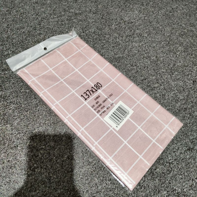 Taplak Meja Anti Air Motif Kotak-Kotak Bahan PEVA