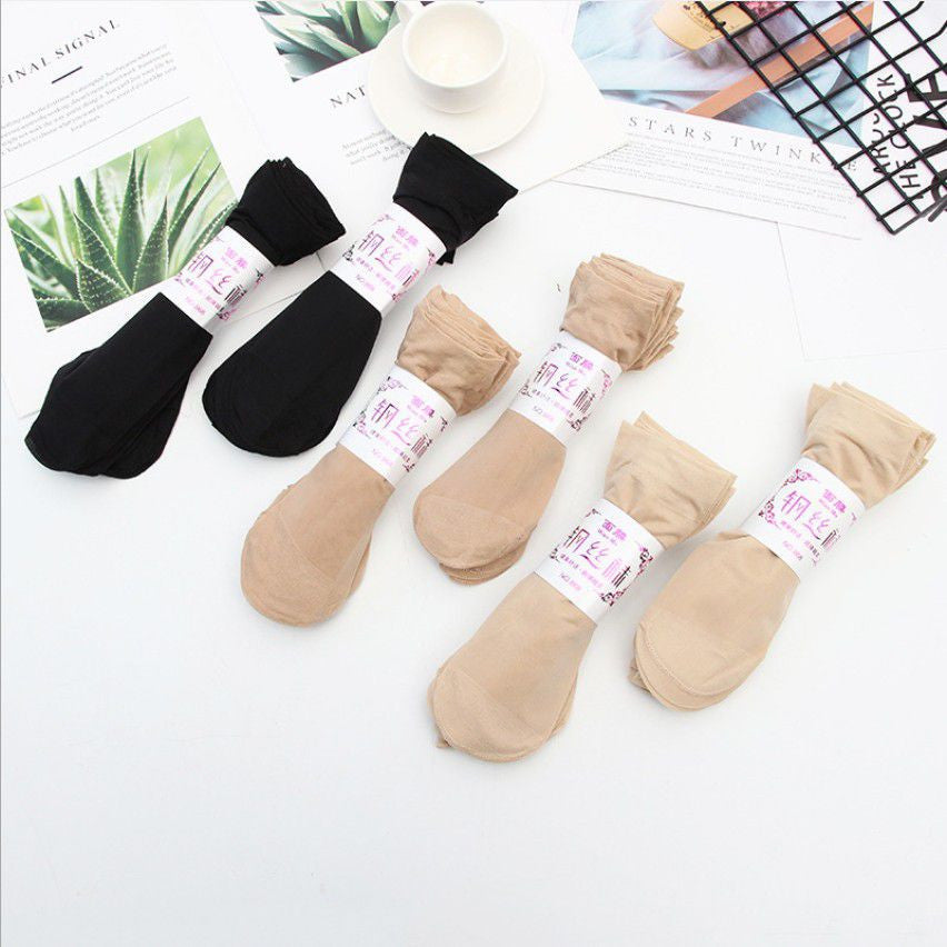 [littlecrab] Kaos Kaki Stocking Pendek Warna Kulit dan Hitam Anti Slip Kaus Kaki Flatshoe Tidak Mudah Sobek Anti Slip Korean Style Short Socks Invisible