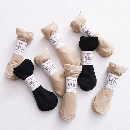 [littlecrab] Kaos Kaki Stocking Pendek Warna Kulit dan Hitam Anti Slip Kaus Kaki Flatshoe Tidak Mudah Sobek Anti Slip Korean Style Short Socks Invisible