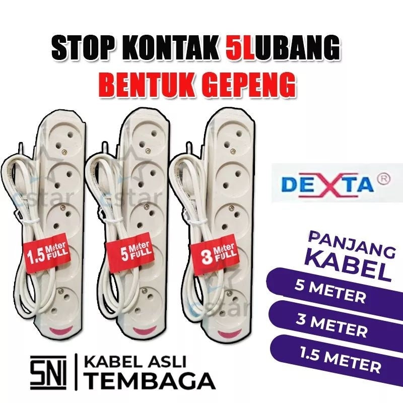 Pekanbaru Stop Kontak Gepeng Sni 2/3/4 Lubang Panjang Kabel 3 Meter Ada