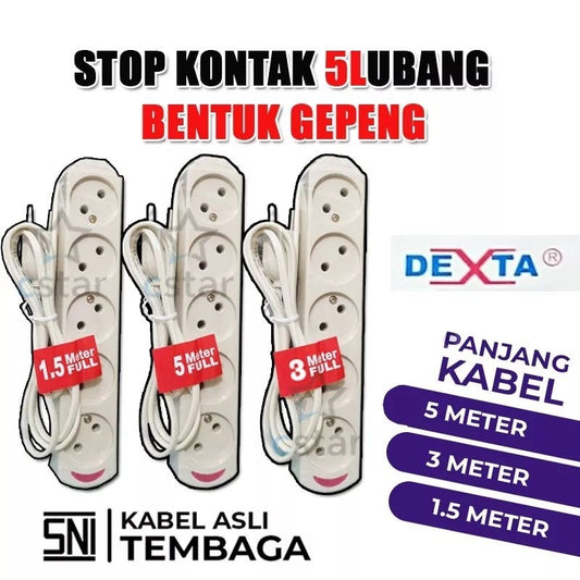 Pekanbaru Stop Kontak Gepeng Sni 2/3/4 Lubang Panjang Kabel 3 Meter Ada