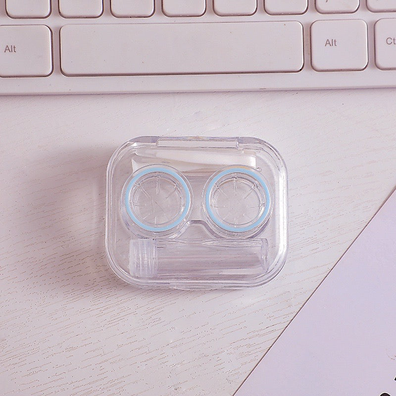 HR- Kotak Softlens Transparan Premium / Travel Kit Tempat Kotak Transparant Soflens / Case Softlen Bening + Jepitan + Botol