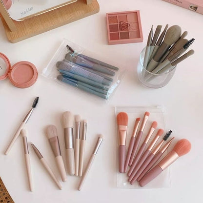 Pekanbaru Kuas Make Up Set Isi 8 Free Dompet Warna / Free Pouch Transparan / Alat Brush Make Up