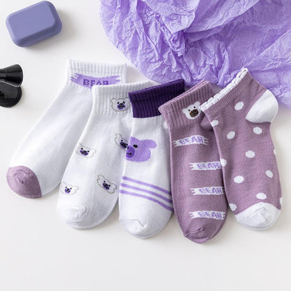 [littlecrab] Kaos Kaki Lotso Lilac Beruang Ungu Putih Soft Color Import Sock High Quality Cute Soft Purple Korean Style
