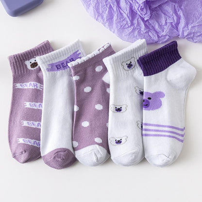 [littlecrab] Kaos Kaki Lotso Lilac Beruang Ungu Putih Soft Color Import Sock High Quality Cute Soft Purple Korean Style