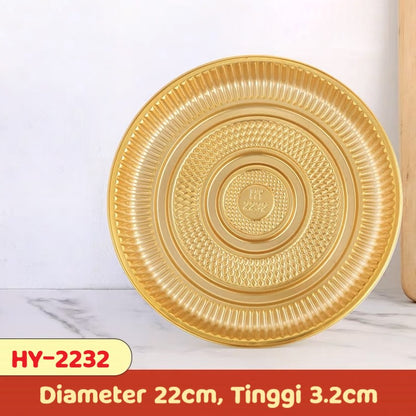 Pekanbaru Tray Mika Bulat Gold / Alas Puding Berbagai Ukuran Per Pack