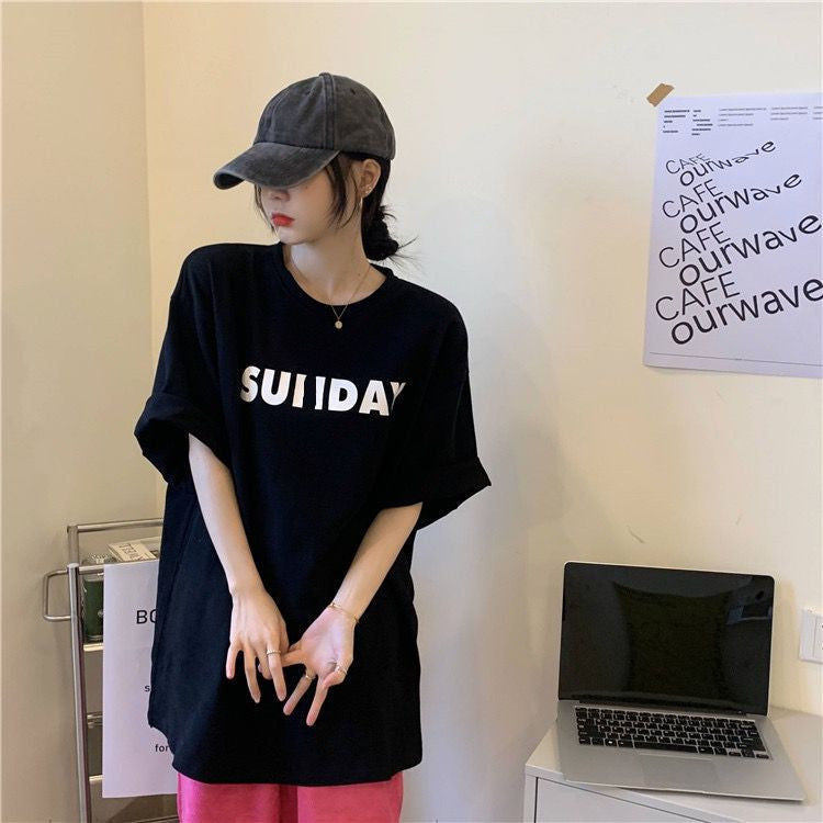 [littlecrab] Kaos Oversize Sunday Sablon Weekend Stop T-shirt Unisex Simple Aesthetic Tosca Baju Santai Korean Style