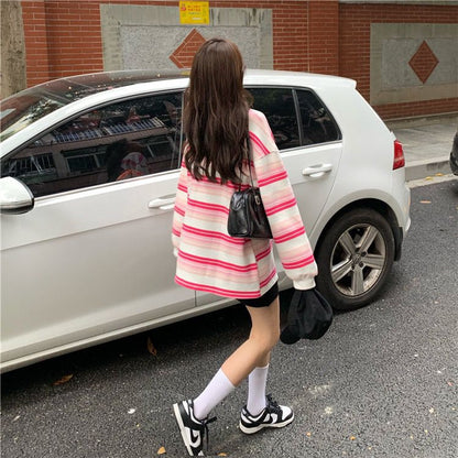[littlecrab] Sweater Oversize Spear Youth Ombre Pink Biru Bordir Bludru Simple Aesthetic Sweatshirt Couple Unisex Korean Style