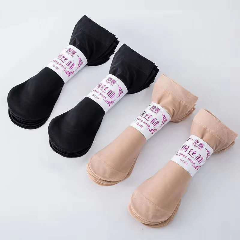 [littlecrab] Kaos Kaki Stocking Pendek Warna Kulit dan Hitam Anti Slip Kaus Kaki Flatshoe Tidak Mudah Sobek Anti Slip Korean Style Short Socks Invisible