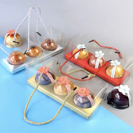 Pekanbaru Mooncake Box / Kotak Kue Bulan Mika Isi 3 Handle Tali
