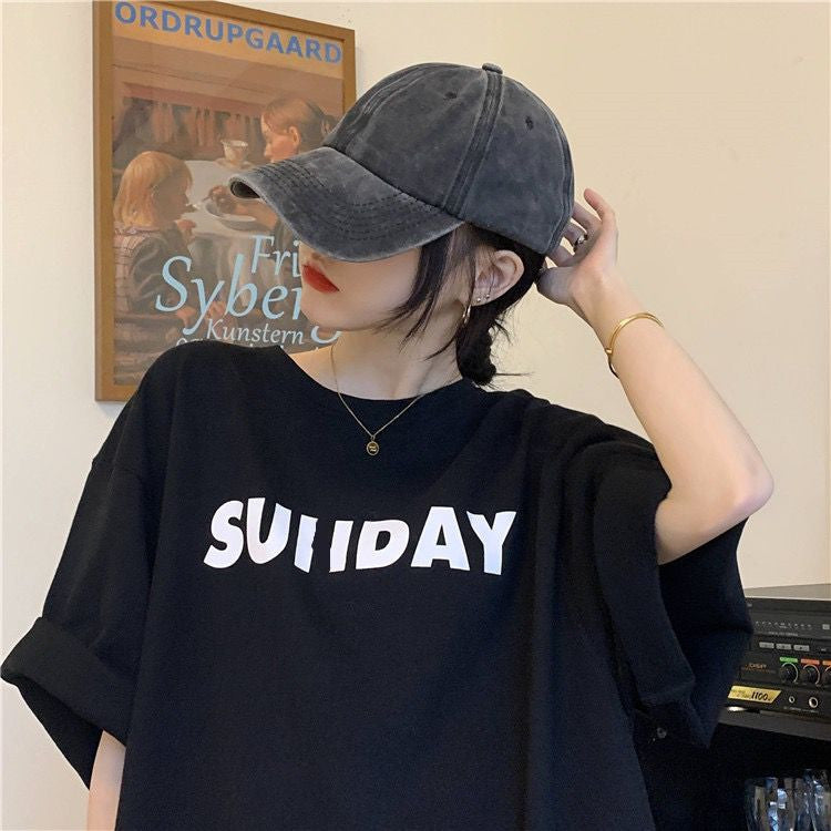 [littlecrab] Kaos Oversize Sunday Sablon Weekend Stop T-shirt Unisex Simple Aesthetic Tosca Baju Santai Korean Style