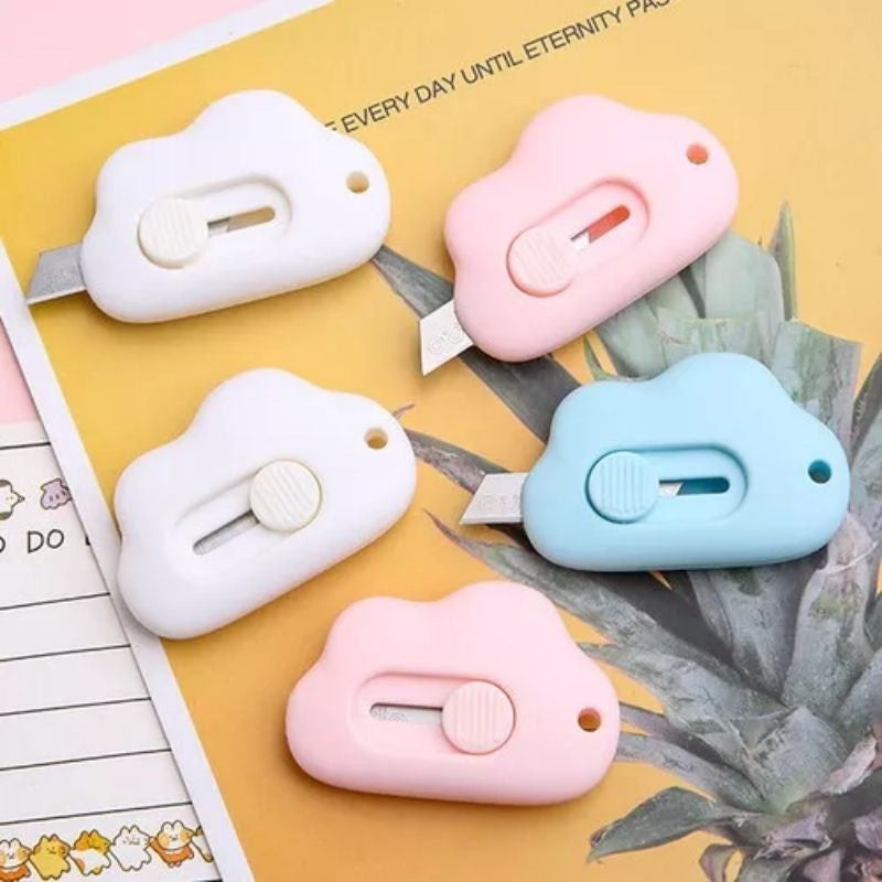 Pisau Cutter Mini Model Awan Alat Potong Kertas Plastik Unboxing Paket