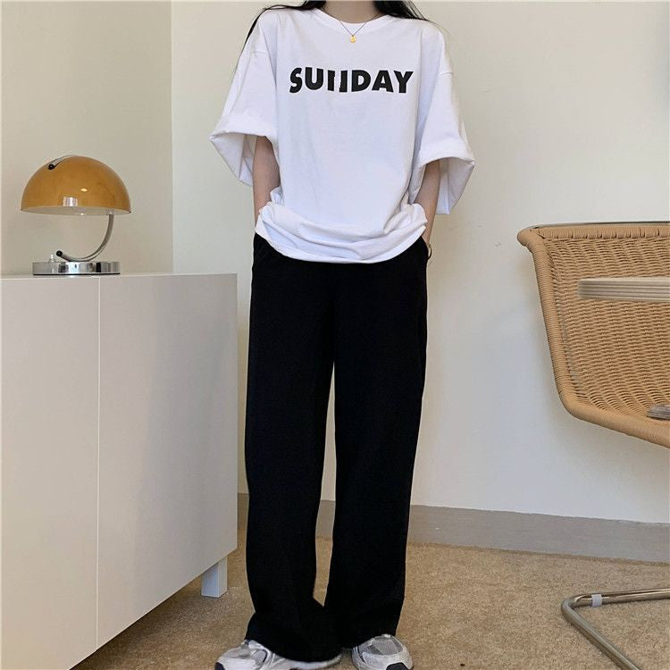 [littlecrab] Kaos Oversize Sunday Sablon Weekend Stop T-shirt Unisex Simple Aesthetic Tosca Baju Santai Korean Style