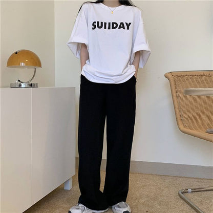 [littlecrab] Kaos Oversize Sunday Sablon Weekend Stop T-shirt Unisex Simple Aesthetic Tosca Baju Santai Korean Style