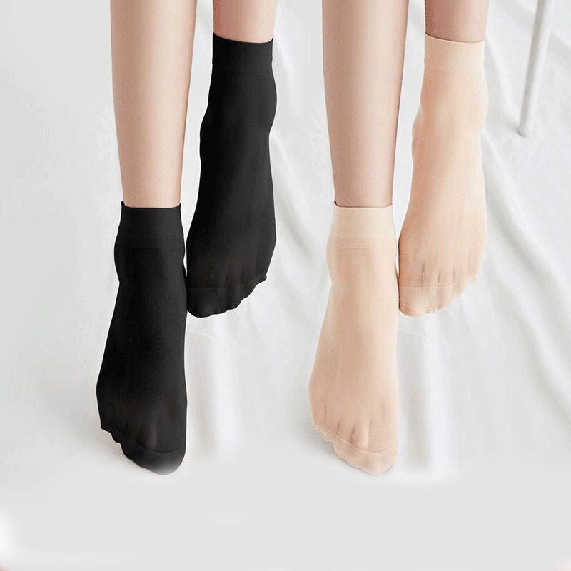 [littlecrab] Kaos Kaki Stocking Pendek Warna Kulit dan Hitam Anti Slip Kaus Kaki Flatshoe Tidak Mudah Sobek Anti Slip Korean Style Short Socks Invisible