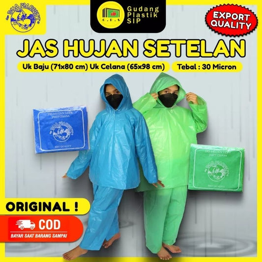 Pekanbaru Jas Hujan Plastik Ldpe Jaket Celana Setelan Tebal Murah  / Quality / Mantel Hujan