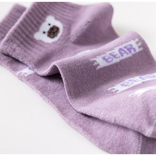 [littlecrab] Kaos Kaki Lotso Lilac Beruang Ungu Putih Soft Color Import Sock High Quality Cute Soft Purple Korean Style