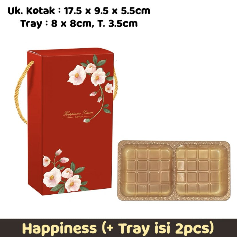 Pekanbaru Mooncake Hampers Box / Kotak Hampers Kue Bulan Merah Handle Tali Isi 2