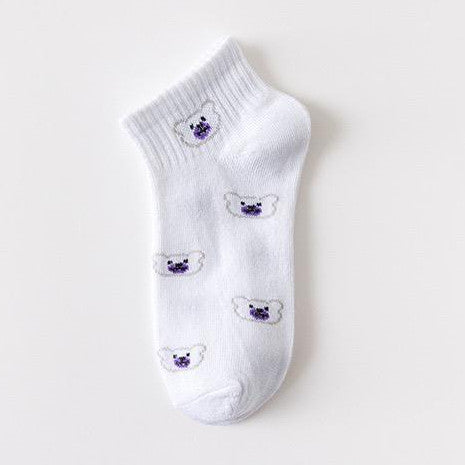 [littlecrab] Kaos Kaki Lotso Lilac Beruang Ungu Putih Soft Color Import Sock High Quality Cute Soft Purple Korean Style