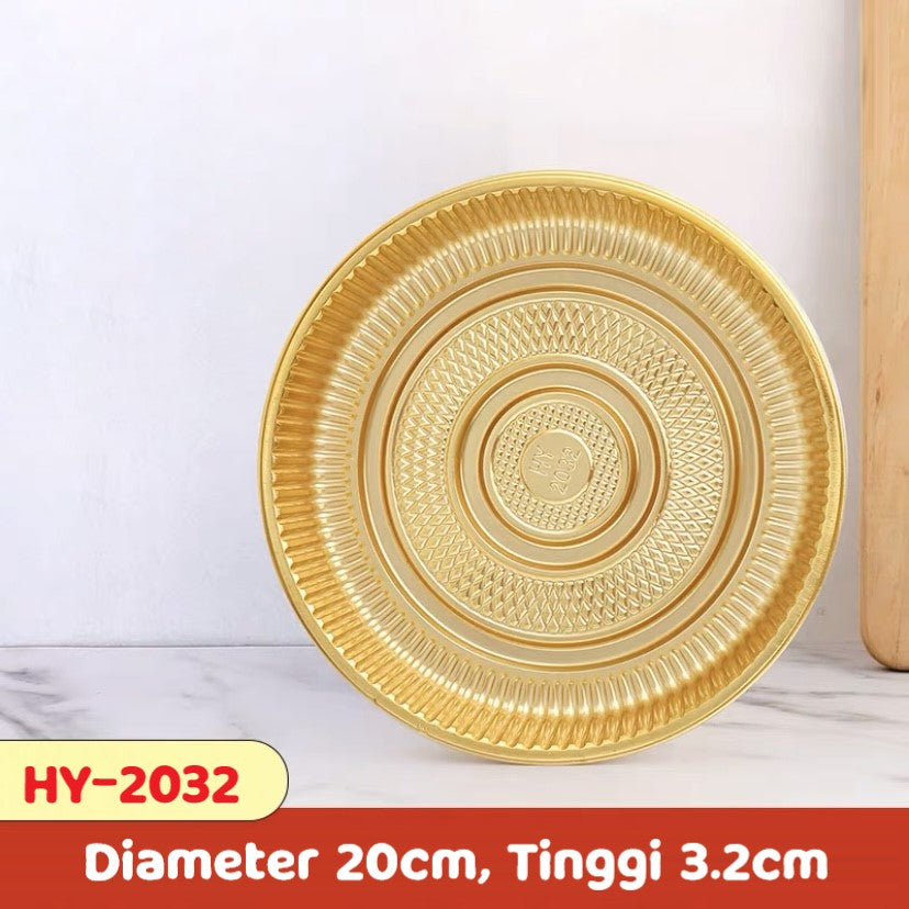 Pekanbaru Tray Mika Bulat Gold / Alas Puding Berbagai Ukuran Per Pack