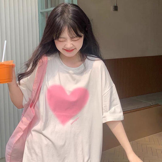 Pekanbaru Kaos Oversize Love Hati Pretty Girl T-shirt Motif Cinta Polos Aesthetic Semi Gradasi Shadow Couple Unisex Korean Style