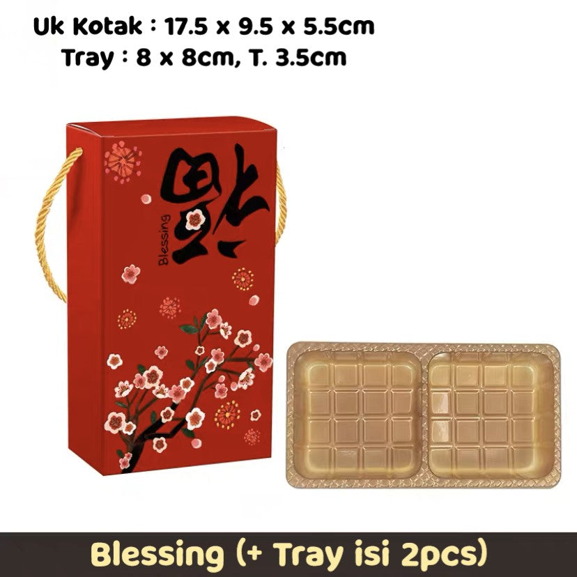 Pekanbaru Mooncake Hampers Box / Kotak Hampers Kue Bulan Merah Handle Tali Isi 2