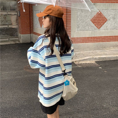 [littlecrab] Sweater Oversize Spear Youth Ombre Pink Biru Bordir Bludru Simple Aesthetic Sweatshirt Couple Unisex Korean Style