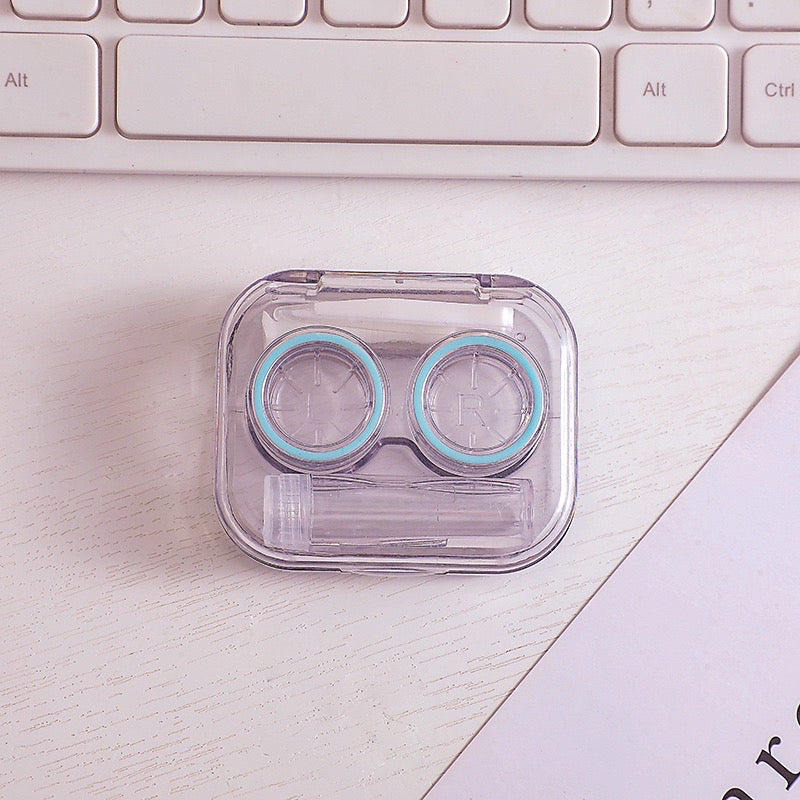 HR- Kotak Softlens Transparan Premium / Travel Kit Tempat Kotak Transparant Soflens / Case Softlen Bening + Jepitan + Botol