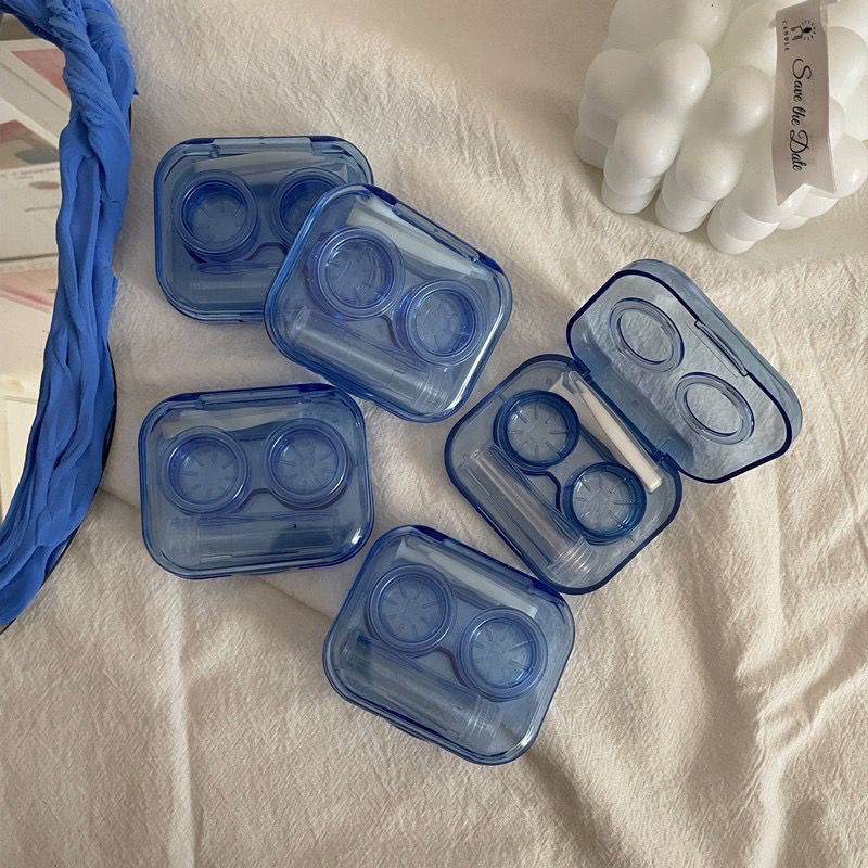 HR- Kotak Softlens Transparan Premium / Travel Kit Tempat Kotak Transparant Soflens / Case Softlen Bening + Jepitan + Botol