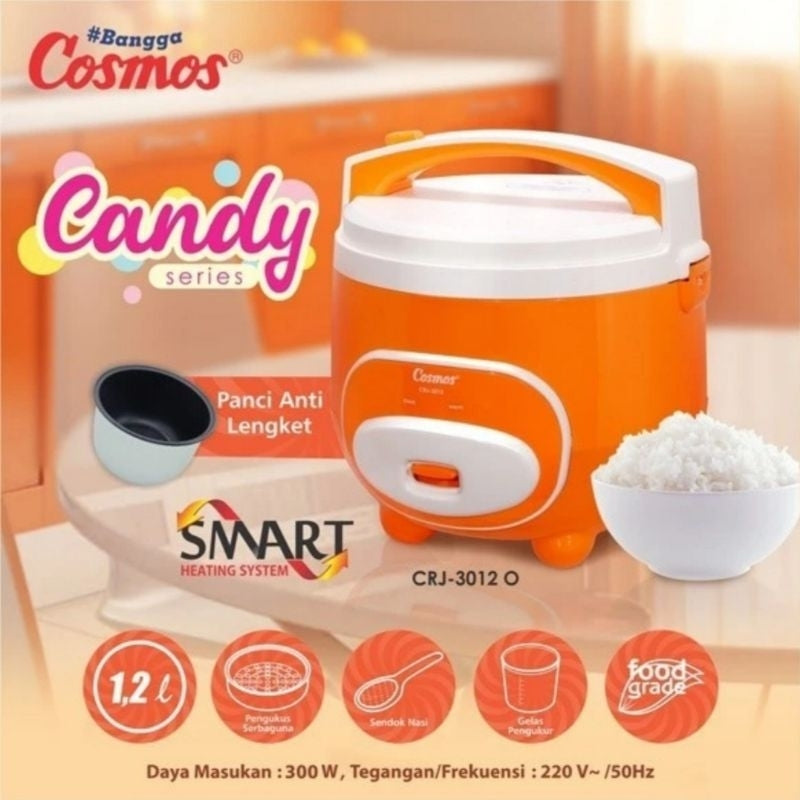 Pekanbaru Cosmos Rice Cooker Non Stick Crj-3012 [1.2L] / Magic Com Cosmos Crj 3012 Candies Series