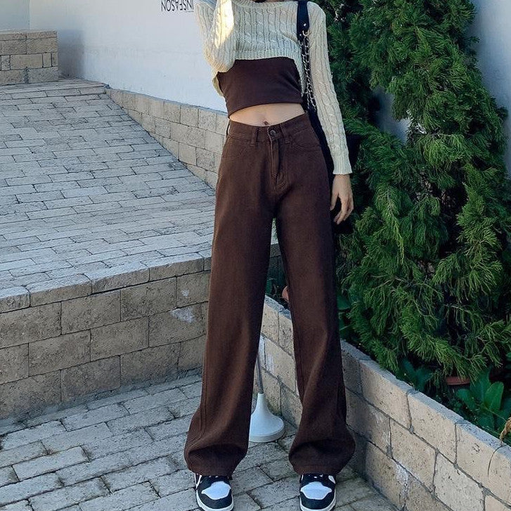 [littlecrab] Celana Jeans Panjang Colorful Pink Hijau Kuning Coklat Loose Jeans Korean Style Highwaist Simple Elegan Import Premium Long Pants Casual